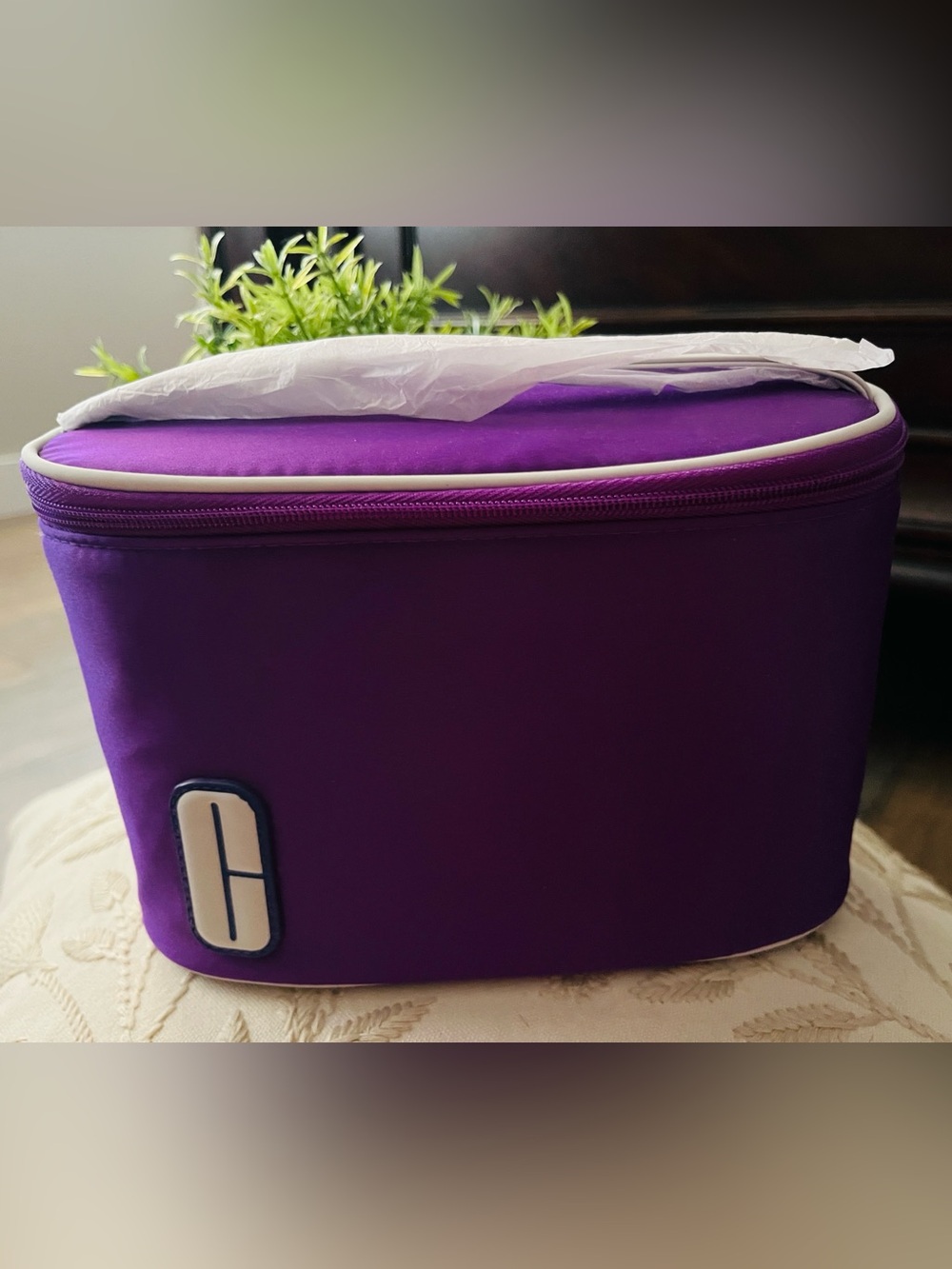 Clinique Larger Size Purple Travel or Daily Makeup Organizer Case-Bag ~New~